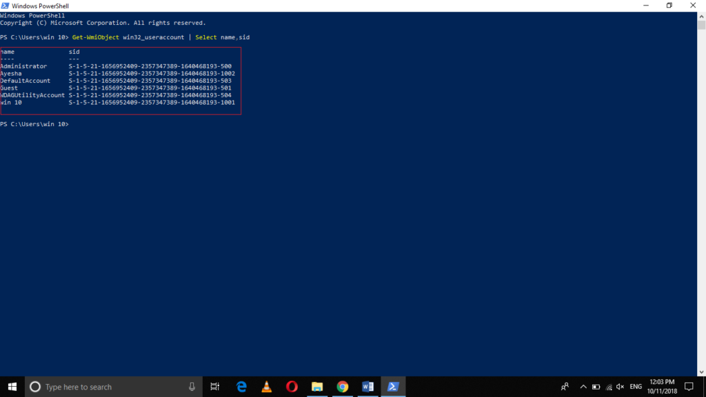 All user SID listed with PowerShell