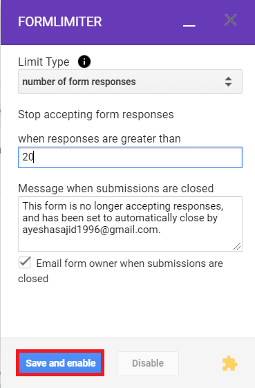 Set response limit