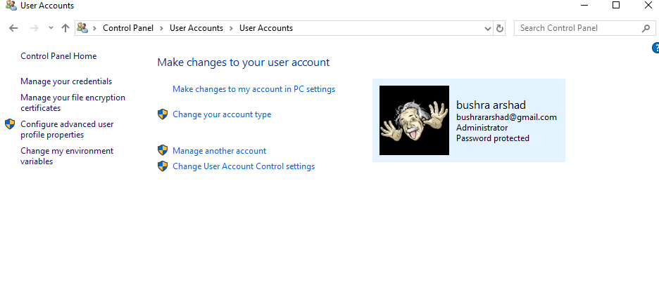 Change user account settings