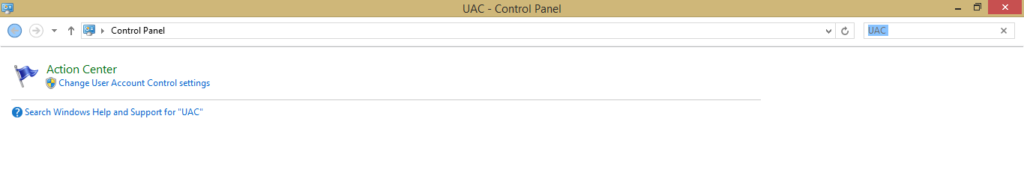 Type UAC in search bar