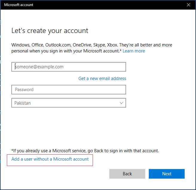 Add a user with a Microsoft account